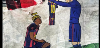 Nowa NAKLEJKA na ulicach Barcelony z wizerunkiem...